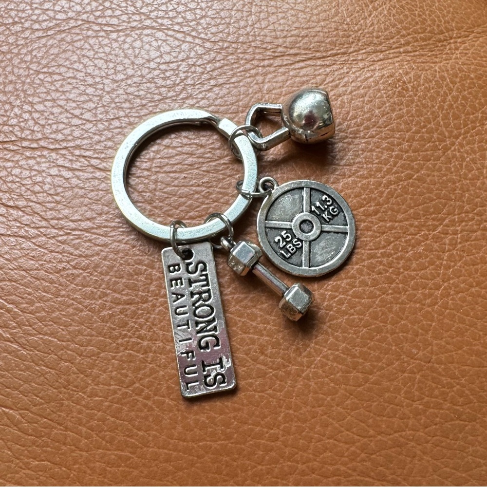 FREE add-on Silver Fitness Keychain dumbbell weight lifting keyring